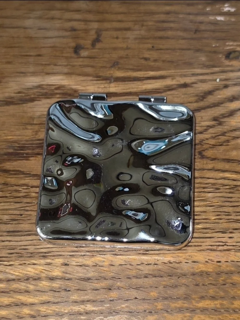 Electroplated Foldable Compact Mirror in Silver BNIB